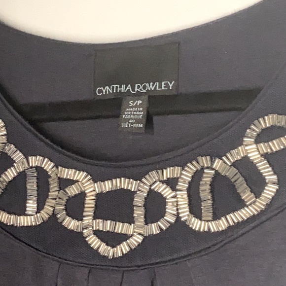 NWOT Cynthia Rowley Blue/Grey Jewelled Top, Small - Picture 4 of 4
